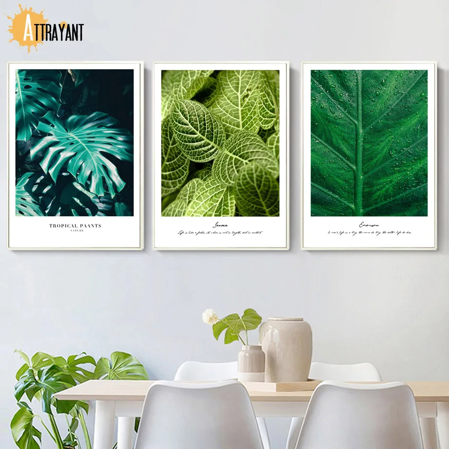 

Tropical Plant Monstera Green Leaf Wall Art Canvas Painting Nordic Posters And Prints Wall Pictures For Living Room Home Decor