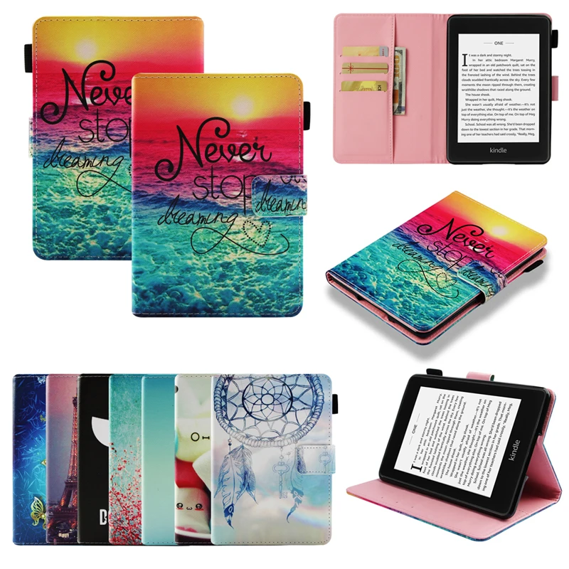 

Funda For Amazon Kindle Paperwhite 1 2 3 4 Luxury Floral Print Leather Flip Wallet Magnetic Cases Cover Coque Shell Skin Stand