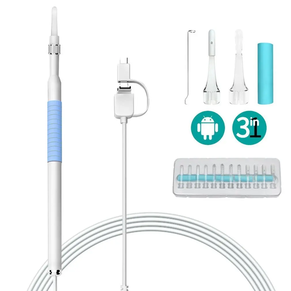 Инструмент для чистки ушей Портативный здравоохранения эндоскоп 5,5 мм визуальный 3-в-1 ухочистка USB наушник