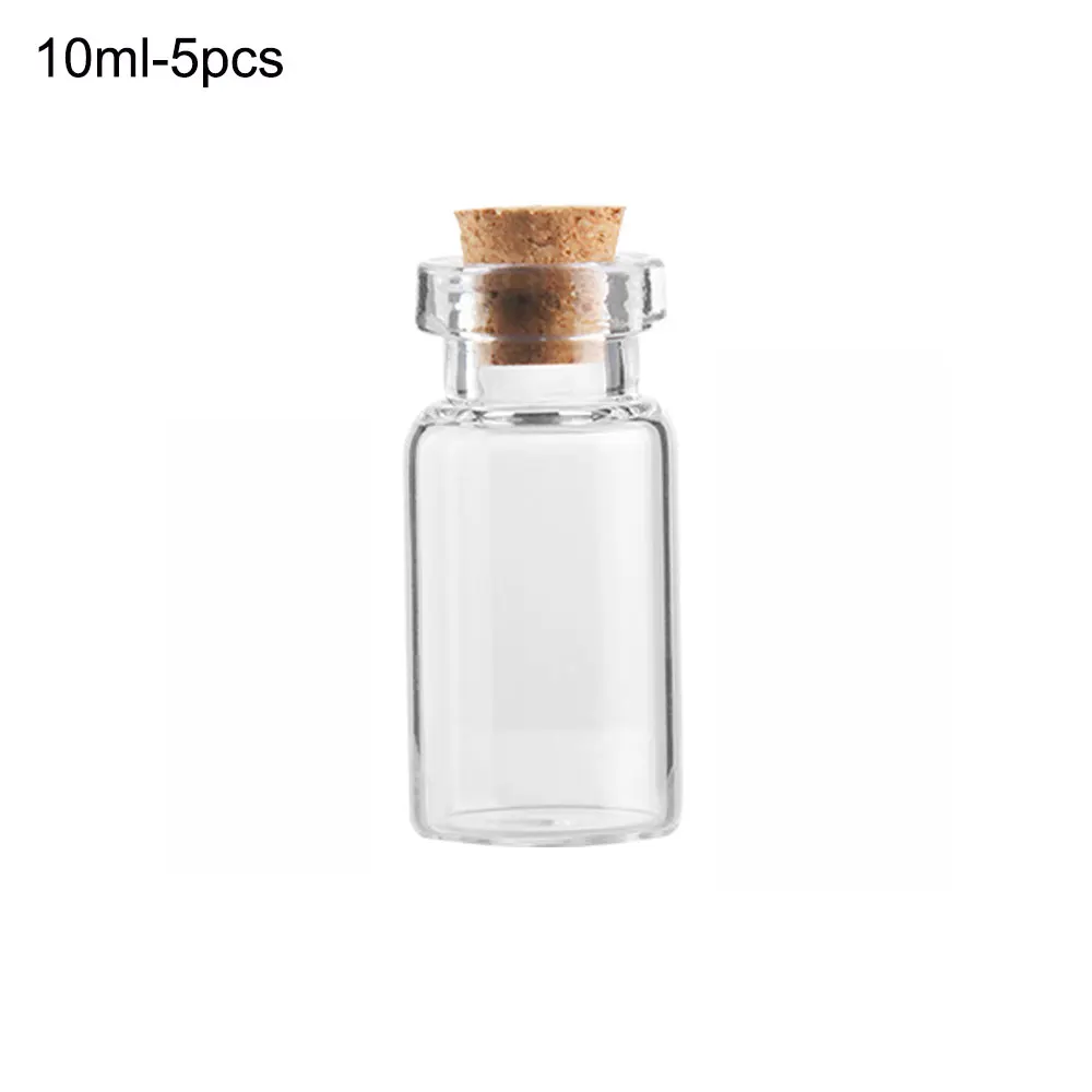10ml 5 шт./упак. Мини стеклянные бутылки с пробкой пустой образец банки Желая бутылки Свадебные украшения дома Подвески корковой пробкой флакон для хранения - Цвет: 10ml