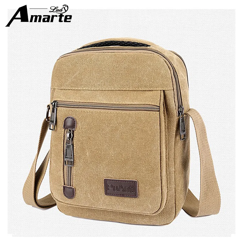 Мужская Холщовая Сумка Amarte маленькая через плечо цвета хаки 2018|crossbody bags for men|am bagbag