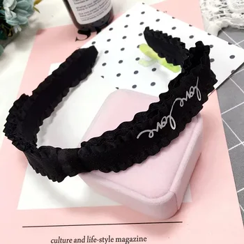 

Fashion simple Rabbit Ears Hair Hoop Headband Hairband for Women Girls Black wrinkle Hair Band Hair Accessories