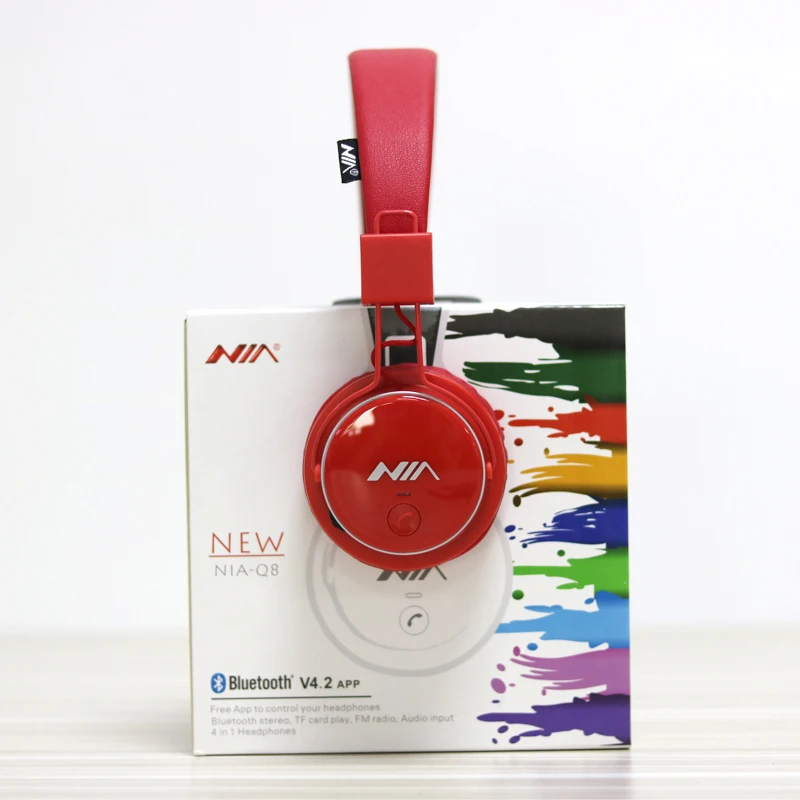 

NIA Q8 Wireless Bluetooth Headphones Foldable Stereo Headset with Mic Sport Bluetooth Earphone Support TF Card FM Radio