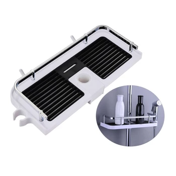 

Bathroom Practical Pole Shower Storage Rack Holder Organizer Tray Holder Washing Shower Shampoo Basket Bathroom Storage