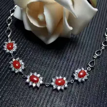 Натуральный красный коралловый браслет натуральный рубин браслет 925 серебряный браслет Женская мода Диана помолвка изысканные юверирные украшения подарок