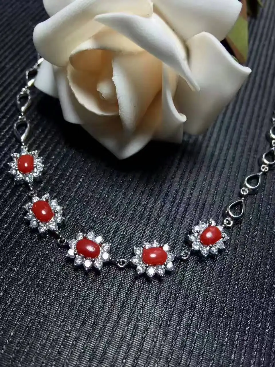  Naturel rouge Bracelet en corail rouge Naturel pierres précieuses Bracelet 925 argent bracelet De M