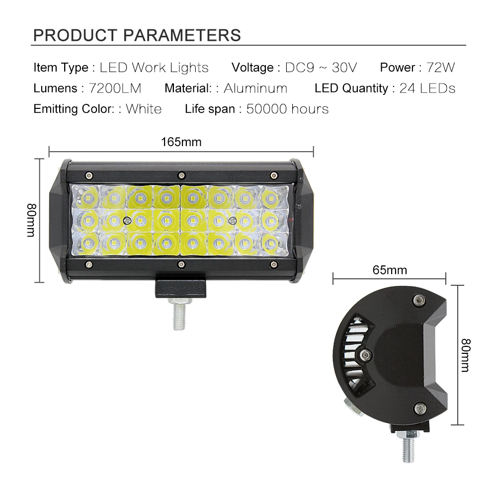 ANBLUB 4 5 7 8 дюймов трехрядный светодиодный рабочий светильник 12 в 24 в 36 Вт 54 Вт 72 Вт 108 ВТ 6000 К авто DRL светильник s для внедорожника 4x4 4WD автомобиль грузовик внедорожник