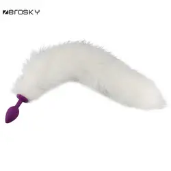 Белый Лисий хвост анальный плагин силикона Анальная пробка сексуальная игрушка для женщины Buttplug анальный стимулятор приспособления для