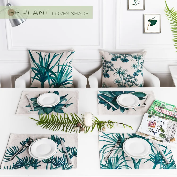 Free Shipping fashion pure tree placemat table mat fabric cotton linen