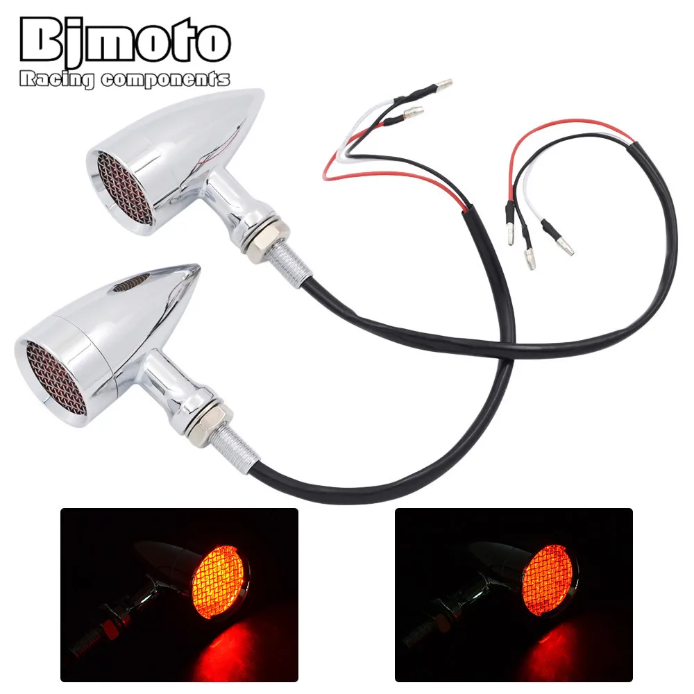 

BJMOTO 10mm Motorcycle Aluminum Black Red Mesh Lens Motorbike LED Turn Signal Blinkers Light 12V For Cross Bones FLSTSB UNDEFINE