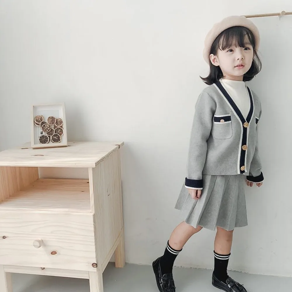 

Baby Girls Clothes Kid 2PCS Sets Knitted Tops Sweater Coat Pleated Skirt Dress Toddler Long Sleeve Newborn Baby Clothing 18Oct23