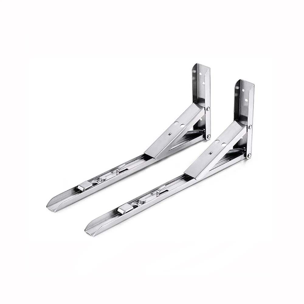 

2pcs thick stainless steel 8-14 inch triangle movable spring folding bracket right angle super heavy load bulkhead bracket