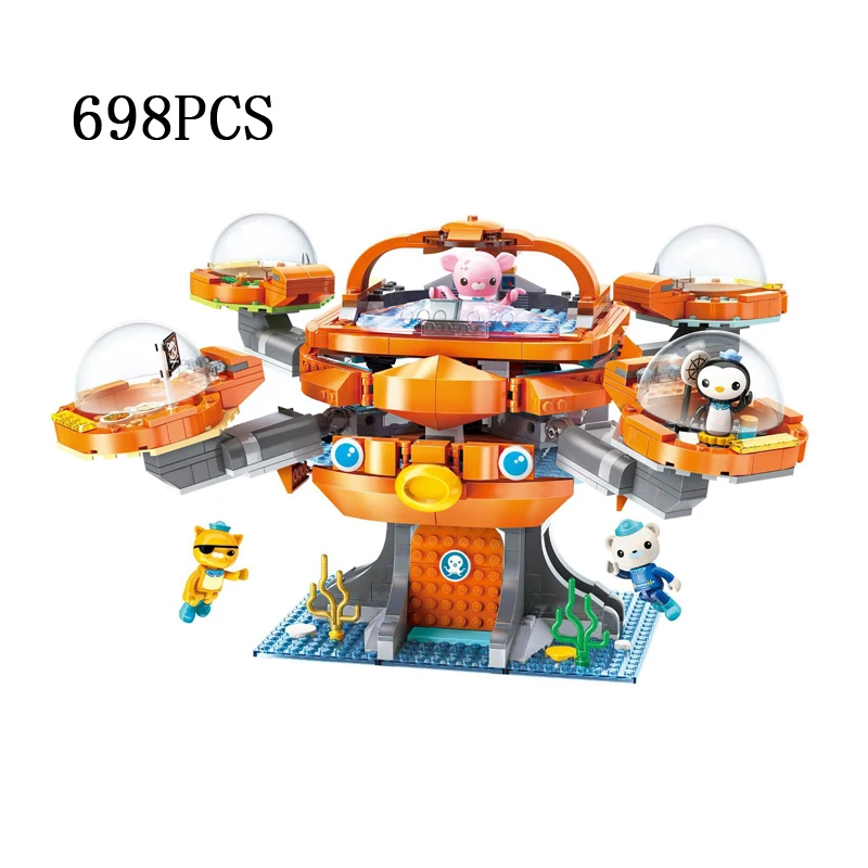 

Cartoon Octonauts octo-pod brick octopus castle base building block Barnacles Kwazii Professor Inkling figure building block toy