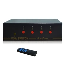 HighTek HK-V4T2R 250MHZ VGA switcher box 4 port for VGA signal input, 2 ports VGA signal output with remote