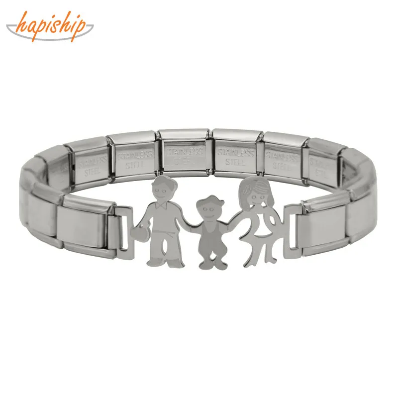 

Hapiship 2018 Fashion Women's Jewelry Family Charm Stainless Steel 7 Color 9mm Bracelet Bangle For Women Girl Wife Jewelry G082