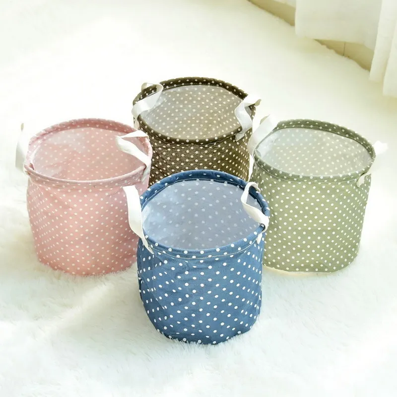 Cute Printing Cotton Linen Desktop Storage Organizer Sundries Storage