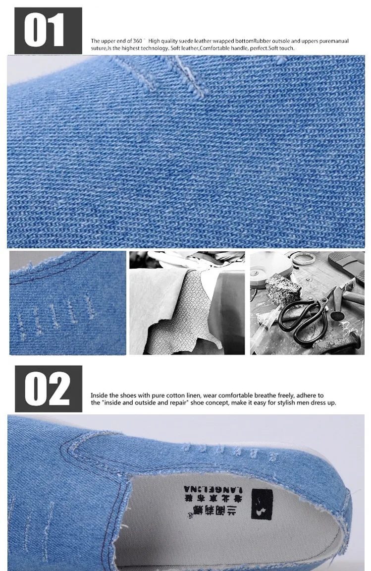Big size 35-44 Women Casual Shoes Vintage Secant Denim flat Slip-On Solid Breathable Wear resistant  platform famale footwear4