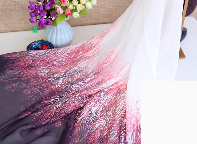 Модное двустороннее позиционирование шифон с рисунком в китайском стиле искусственные шелковые шарфы костюм Hanfu юбка платье одежда