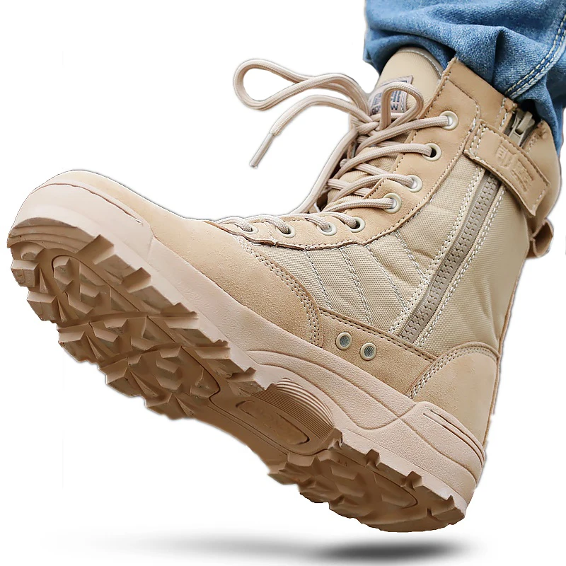 

Men Winter Footwear Military Combat Boots Army Desert Tactical Boots Ankle High Snow Botas Outdoor Male Work Shoes botas hombre