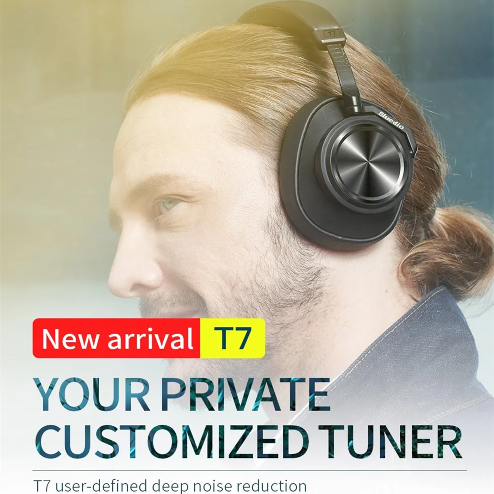 Новый Bluedio T7 Bluetooth наушники опеределяемый пользователем активный Шум