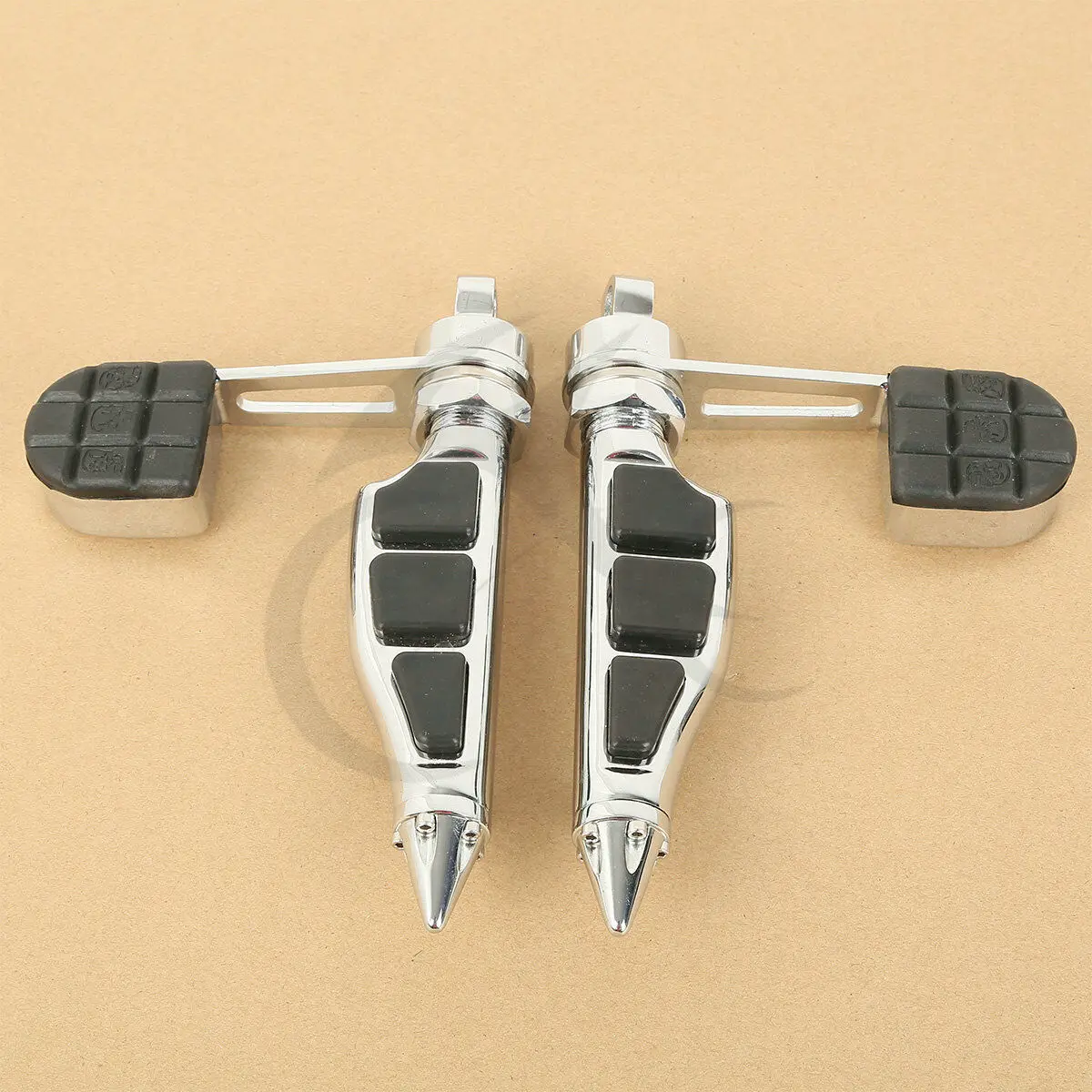 

Motorcycle Male Mount Stiletto Foot Pegs Footrest Heel Rests For Harley Dyna Softail Sportster FXR Front