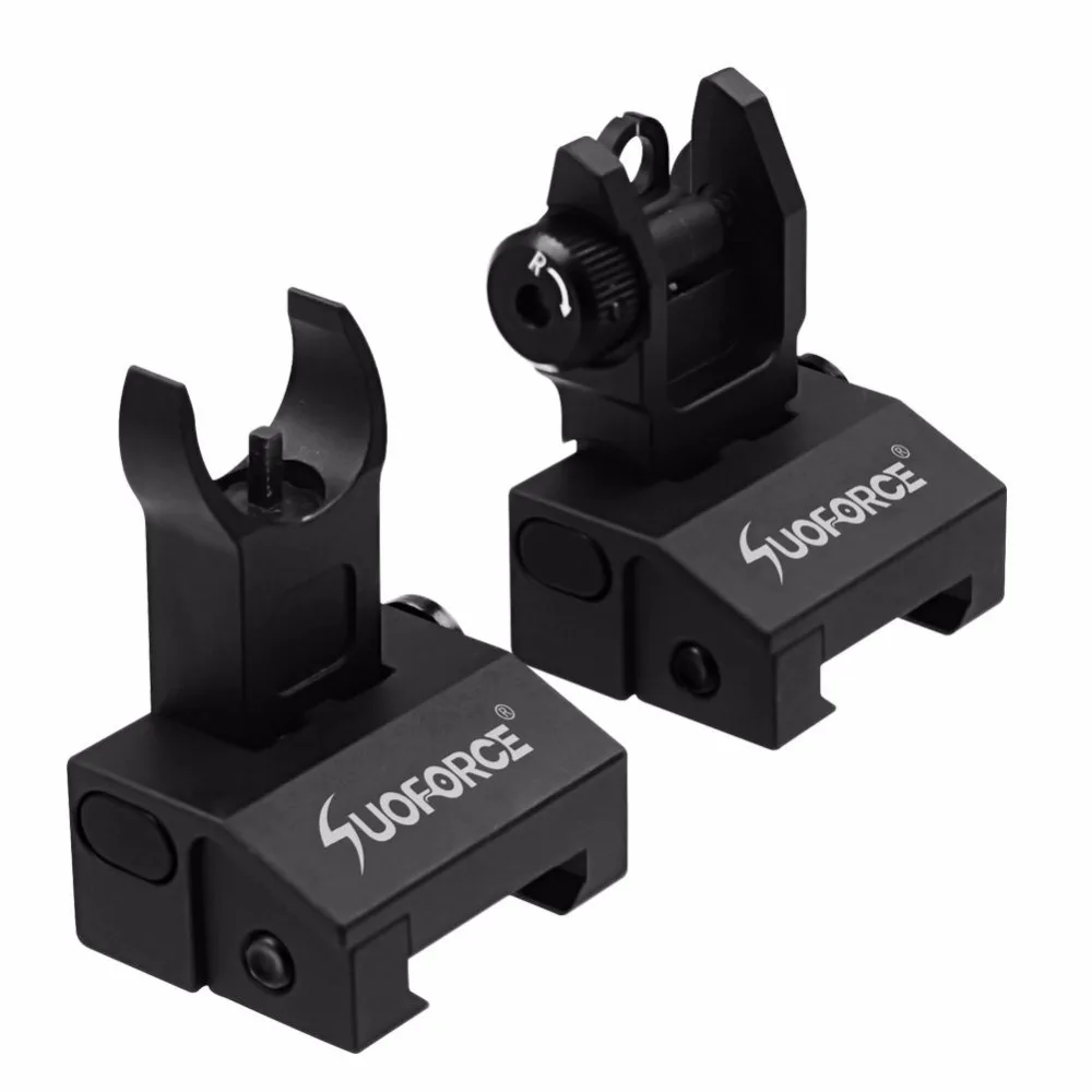 Koop Us Tactical Hunting Ijzer Lage Flip Up Voor En Achter Sight Set Opvouwbare Ontwerp Profiel Quick Detach Snelle Overgang Fit meest Rails