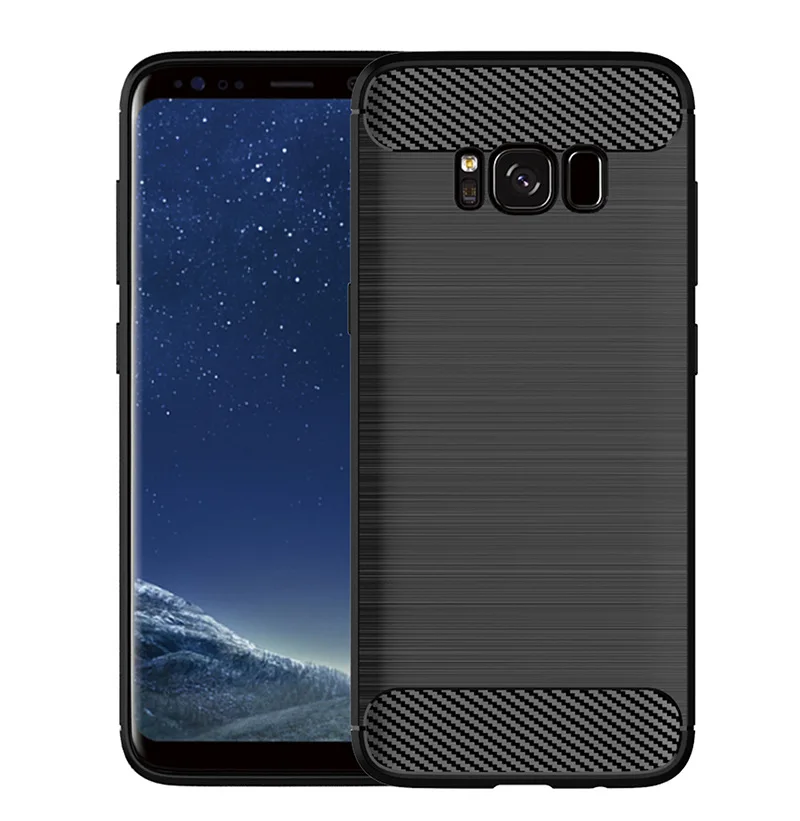 

for samsung galaxy s8 plus Soft Carbon fiber mobile cell phone Anti-knock Back Cover Solid Color Brushed Finish case
