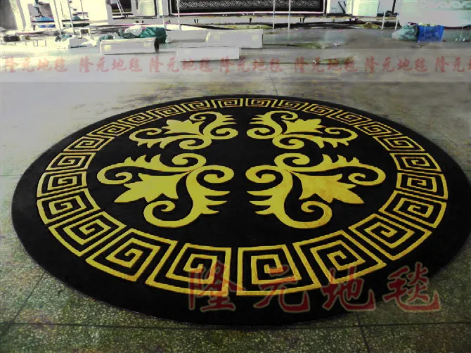 Последний модный круглый коврик, гостиная спальня черный ковер, золотой абстрактный акриловый ковры