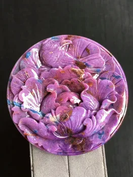 

Genuine Natural Sugilite Pink Pendant Women Necklace South Africa Crystal Flower Craved Shape Stone Pendant 55x8mm AAAAA