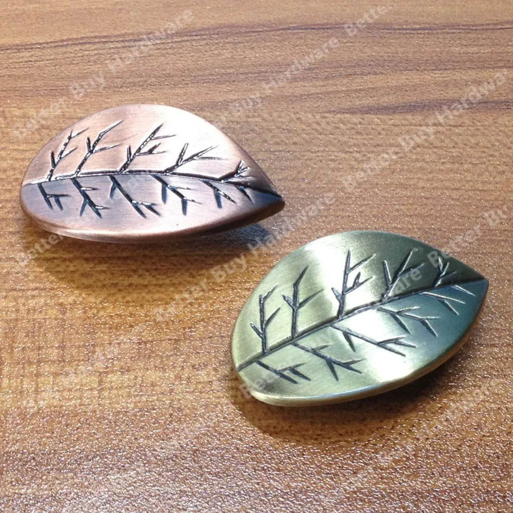 

Red copper Leaf handle Retro Bronze color Zinc Alloy Kitchen Cupboard door knob Cabinet Wardrobe Drawer Pull Handle circle