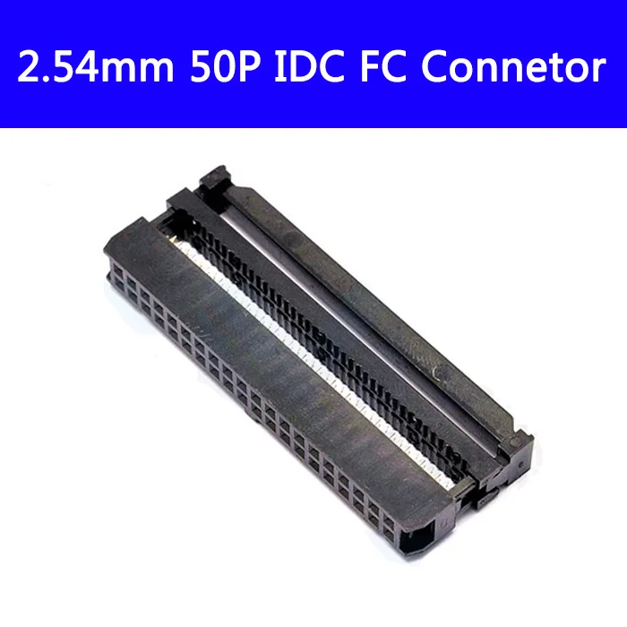 100pcs FC 50P IDC Socket 50 Pin Dual Row Pitch 2.54mm IDC Connector