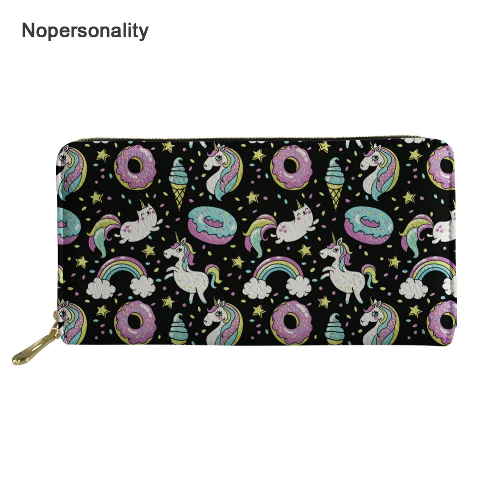 

Nopersonality Kawaii Cartoon Unicorn Wallet Long Zipper Phone Bag Coin Purse Women Fashionable Female Ladies Credit Card Holders