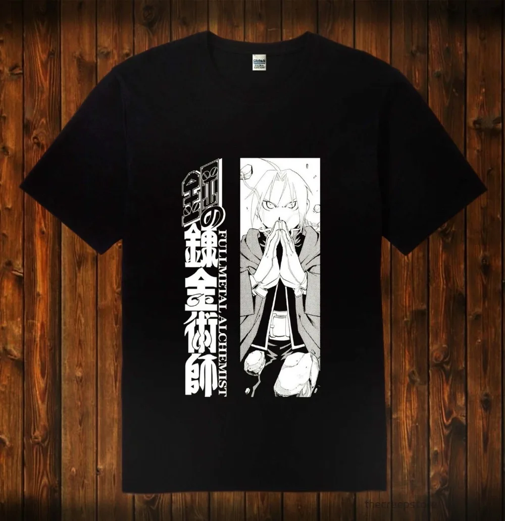 Vestiti Di Marca Estate 2019 T-Shirt Da Uomo Girocollo A Buon Mercato New Full Metal Alchemist Ed Ward Anime Manga Camicie Fantastiche Nere