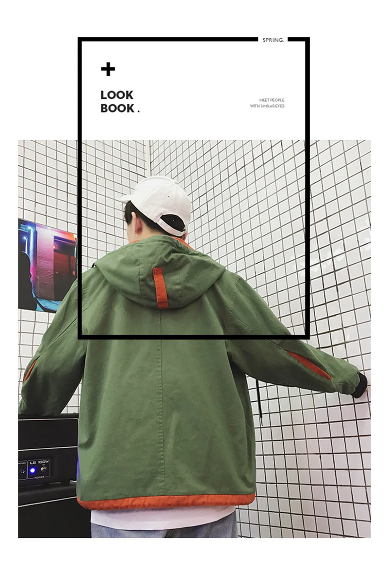 Army Green Trench Coat Men Korean Style Fashion Clothing Male Hooded Trench Coat Jacket Mens  (12)