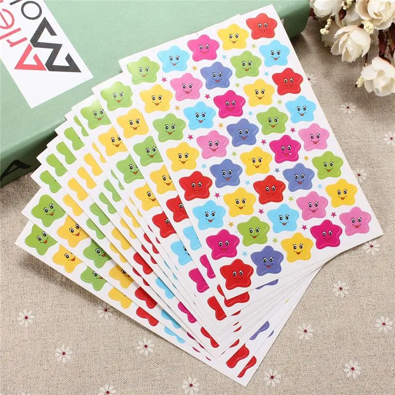 

10pcs/lot Decal Children Kids Teacher Label Reward Cute Sticker for DIY Scrapbooking Decor 400 Smile Stars School Supplies