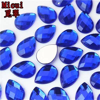 Micui 100 шт 10*14 мм акриловые стразы в форме капли воды акриловые стразы с плоской задней стороной хрустальные камни для украшения платьев ZZ496 - Цвет: Blue