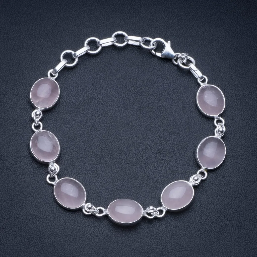 

Natural Rose Quartz 925 Sterling Silver Tennis Bracelet 6 1/2-7 1/2" R2613