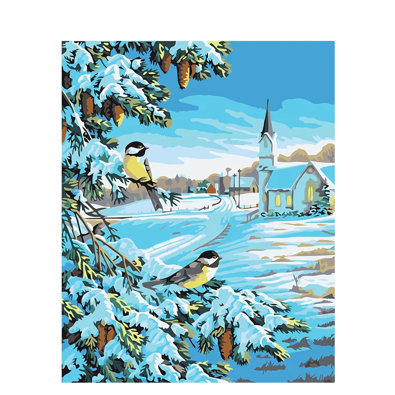 

kids toys Two Birds In The Snow Animal DIY Digital Painting By Numbers Modern Wall Art Canvas Painting Unique Gift Home Decor