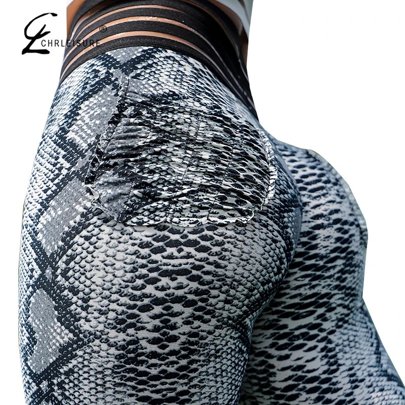 

CHRLEISURE Women Leopard Leggings Push Up Workout Legging Femme Fitness Leggings Elastic Sportswear Leggins