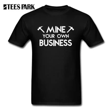 Casual T Shirts Funny Crypto Mining Tees Mine Your Own Business Ethereum Mining Bitcoin Funny T-Shirts Man Crewneck Short Sleeve