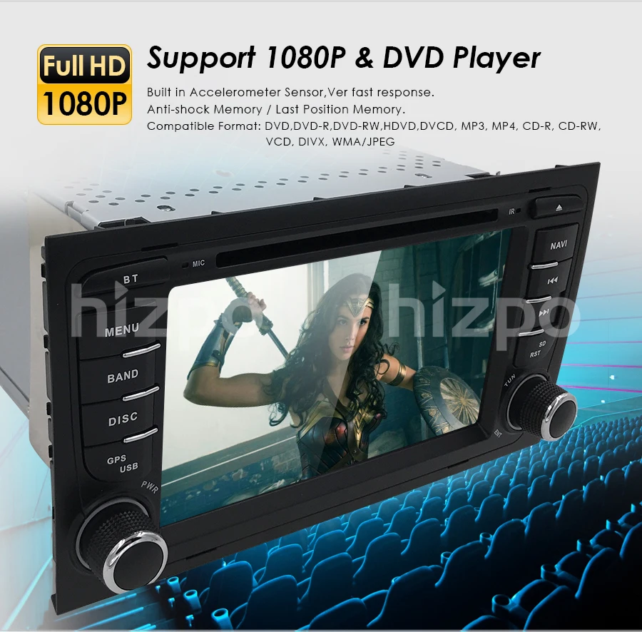 Sale HIZPO 7 Inch Touch screen Car DVD player for Audi A4 B6 2000-2006 year RS4 Seat Exeo GPS navigation BT DVR  Free camera Map card 8