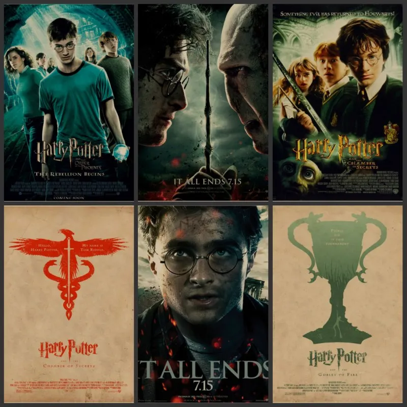 Harry potter magic poster series retro nostalgia kraft paper, antique wall stickers decoration
