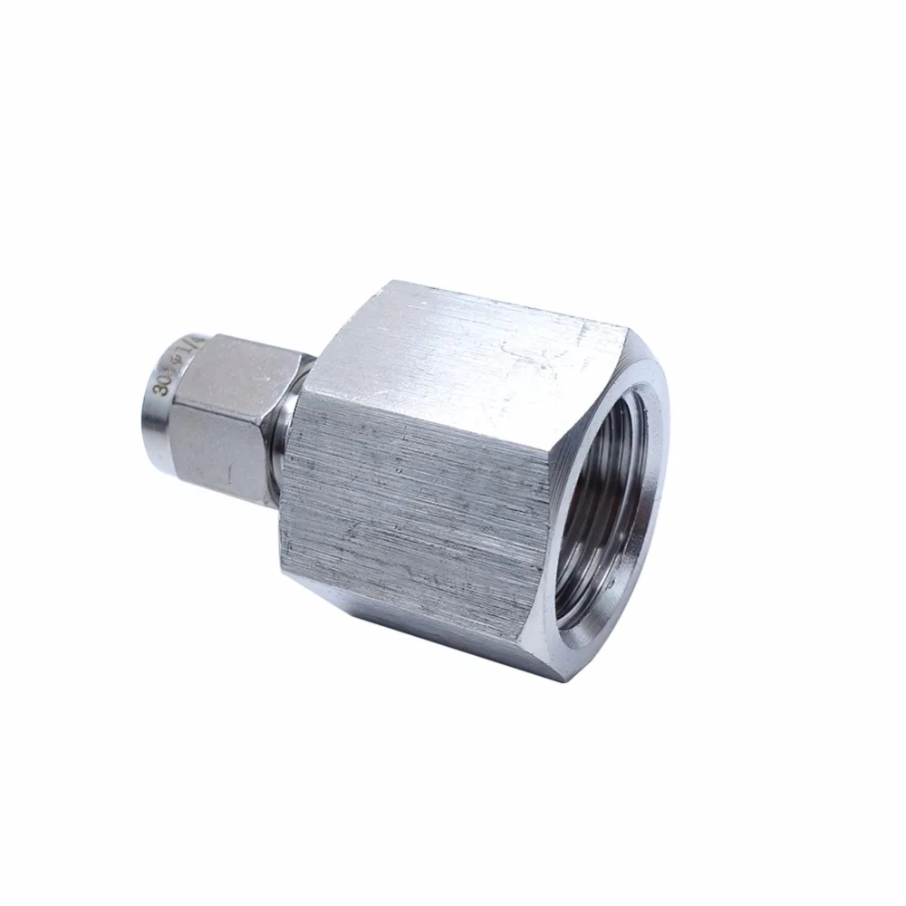 2pcs 1/4" OD * 1/2" Female NPT Double Ferrule Tube Fitting Straight