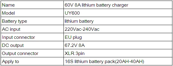 XLR разъем 60 в 8A литиевых зарядное устройство 67,2 в 16 S литий-ионный батарея зарядное устройство Вход 230Vac для 24AH 30AH литиевая батарея