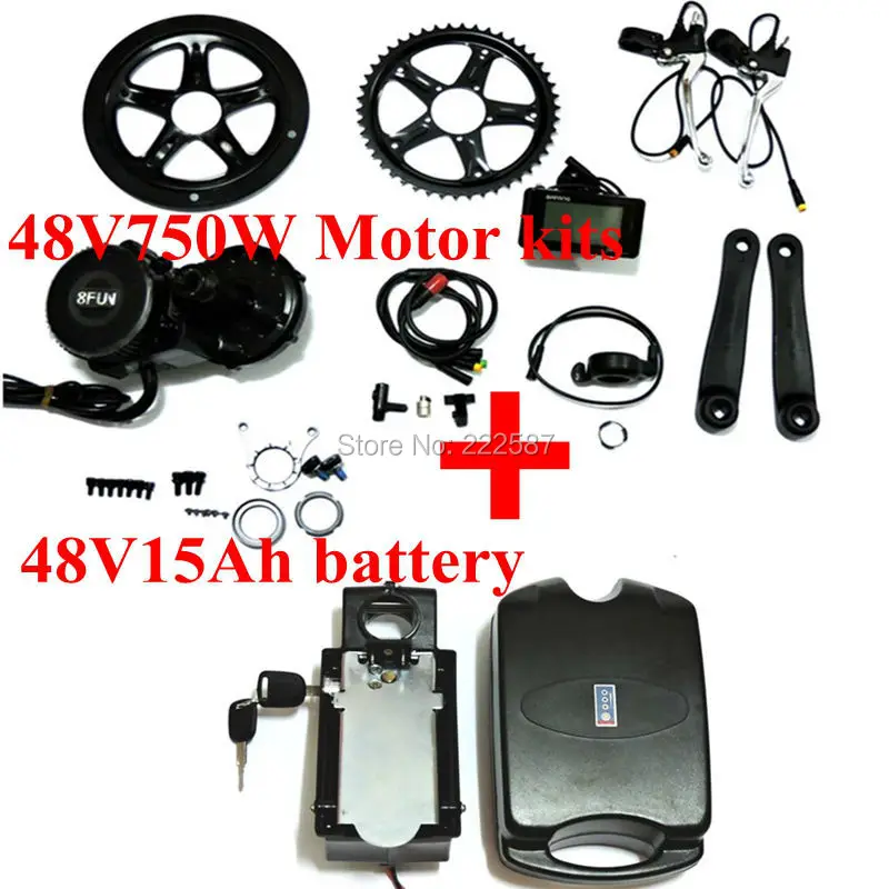 Clearance 48v 500w 8fun/bafang motor+48v 15ah for LG Samsung battery C961 LCD BBS-02 New design for the controller crank Motor ebike kits 0