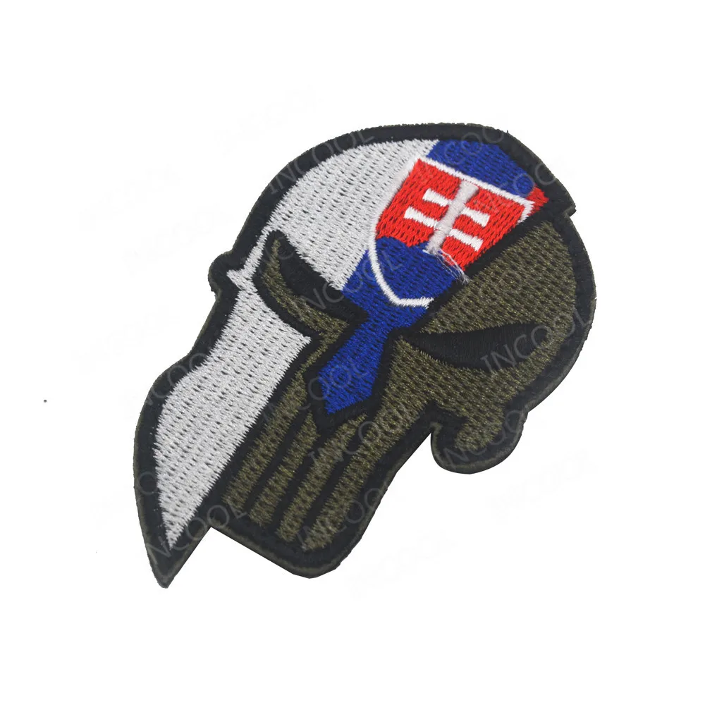 Словацкий Словакия флаг вышивка нашивка Молон Лабе череп армейские военные тактические нашивки для поднятия боевого духа эмблема с аппликацией в виде эмблемы с вышивкой