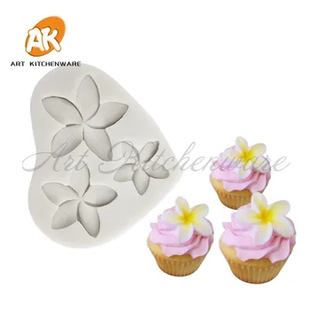 

3pcs Frangipani Silicone Mold Cake Decorating Fondant Cake Chocolate Clay DIY Decorating Tool Sugarcraft Cake Mold