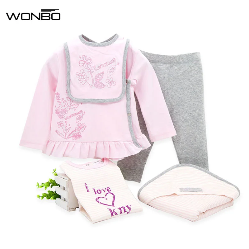 

5pcs/Set Baby Girl Clothes Set 100% Cotton Winter Kids Newborn Gift Baby Birthday Outfits Infant Girl Clothing