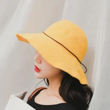 Сезон: весна–лето большой Панама с полями для Для женщин Рыбацкая шляпа защита от ультрафиолета, от Солнца шляпа Повседневное открытый девушка пляж Кепки высокое качество