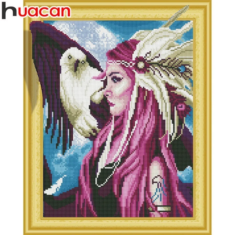 

Huacan Diamond Mosaic Sale Fairy Round Drill Diamond Painting Portrait DIY Rhinestones Cartoon Embroidery With Diamonds